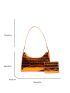 Metallic Baguette Bag Crocodile Embossed With Coin Purse