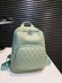 Quilted Classic Backpack Green Fashionable For Daily