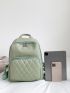 Quilted Classic Backpack Green Fashionable For Daily