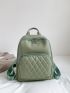 Quilted Classic Backpack Green Fashionable For Daily