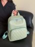 Quilted Classic Backpack Green Fashionable For Daily