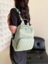 Quilted Classic Backpack Green Fashionable For Daily