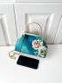 Ombre Square Bag Floral Pattern Metal Decor Chain Strap For Party