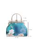 Ombre Square Bag Floral Pattern Metal Decor Chain Strap For Party