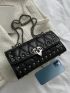 Quilted Square Bag Studded Decor Flap Chain Strap