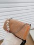 Mini Bucket Bag Studded & Faux Pearl Decor Chain Strap For Party