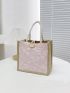 Mini Square Bag Floral Pattern Double Handle For Daily