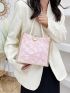 Mini Square Bag Floral Pattern Double Handle For Daily