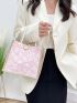 Mini Square Bag Floral Pattern Double Handle For Daily