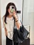 Oversized Hobo Bag Casual Polyester Black For Daily Life