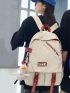 Letter Graphic Classic Backpack Release Buckle Decor With Bag Charm Preppy For School