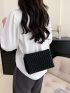 Quilted Square Bag Small Flap Black