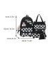 4pcs Bag Set Classic Backpack Shoulder Clutch Bucket Bag Checkered Pattern Badge Decor Preppy For School