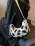 Cow Pattern Hobo Bag PU For Daily Life