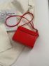 Mini Messenger Bag Buckle Decor Flap PU Neon Red