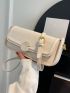 Flap Baguette Bag PU White For Daily Life