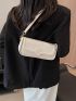 Flap Baguette Bag PU White For Daily Life