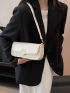 Flap Baguette Bag PU White For Daily Life