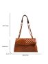 New Brown Quilted Zippered Shoulder Strap Women's Fashion Shoulder Bag Oblique Shoulder Bag