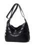 Multi Zip Hobo Bag PU Black For Daily Life