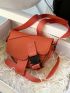 Mini Saddle Bag Release Buckle Decor Neon Orange Funky For Daily Life