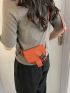 Mini Saddle Bag Release Buckle Decor Neon Orange Funky For Daily Life