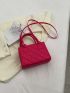 Quilted Square Bag Mini Double Handle Neon Pink