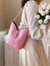 Stitch Detail Bucket Bag Pink PU For Daily Life