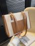 Litchi Embossed Square Bag Two Tone PU For Daily Life