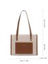 Litchi Embossed Square Bag Two Tone PU For Daily Life