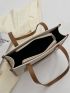 Litchi Embossed Square Bag Two Tone PU For Daily Life