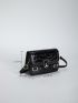 Crocodile Embossed Square Bag Buckle Decor Mini