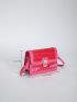 Mini Square Bag Fashionable Crocodile Print Buckle Decor Flap Adjustable-strap