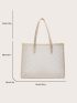 Letter Graphic Beach Bag With Inner Pouch Contrast Binding Plastic For Daily Life