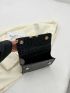 Flap Square Bag Crocodile Embossed Metal Decor Ruched Handle