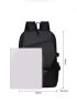 Release Buckle Decor Flap Backpack Black For School