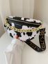 Mini Fanny Pack Cow Pattern Chain Decor PU For Daily Life