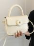 Flap Square Bag PU White For Daily Life