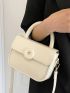 Flap Square Bag PU White For Daily Life