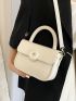 Flap Square Bag PU White For Daily Life