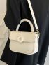 Flap Square Bag PU White For Daily Life