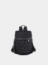 Studded Decor Classic Backpack Lightweight Quilted Detail With Zipper Fashionable For Daily Life