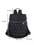 Studded Decor Classic Backpack Lightweight Quilted Detail With Zipper Fashionable For Daily Life