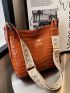 Crocodile Embossed Square Bag Adjustable Strap With Zipper PU Elegant For Daily Life