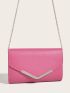 Neon Pink Chain Flap Square Bag