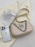 Geometric Embossed Hobo Bag Chain Decor Fashion Style