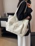 Pocket Front Shopper Bag Double Handle Casual Style