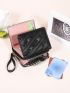 Letter Embroidered Small Wallet PU Black