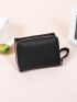 Letter Embroidered Small Wallet PU Black