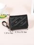 Letter Embroidered Small Wallet PU Black